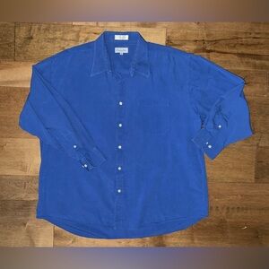 Men’s Christian Dior Blue Button Up Long Sleeve Point Collared‎ Size 18 34/35